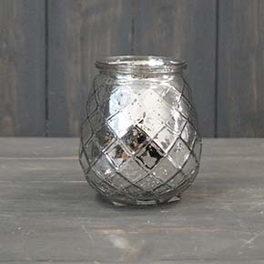 Small Silver Glass Tealight Holder detail page